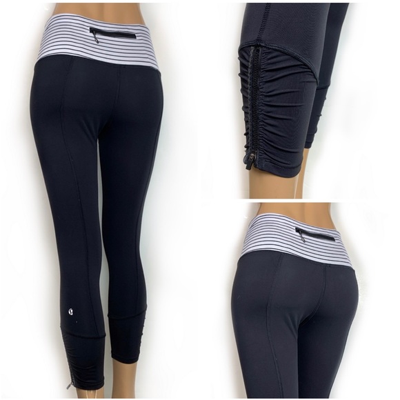 lululemon athletica Pants - LULULEMON Capri Crops Black & White Stripes Size 4